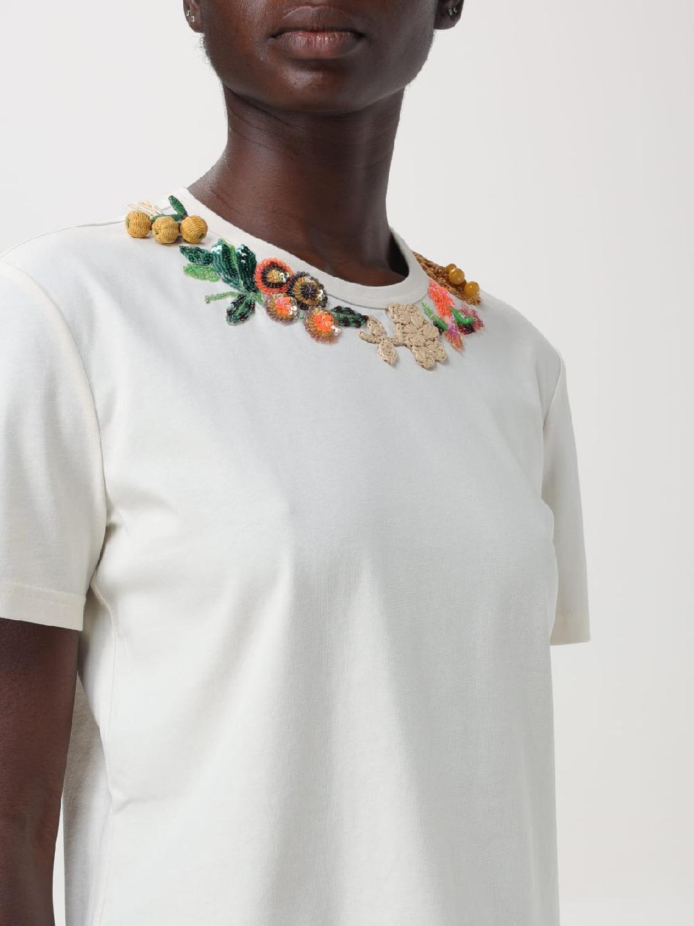 Giglio T-shirt Tory Burch In Cotone Con Ricami