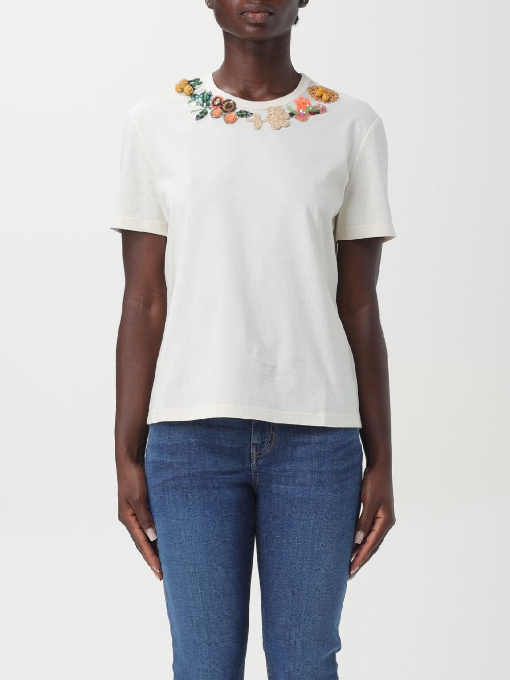 Giglio T-shirt Tory Burch in cotone con ricami