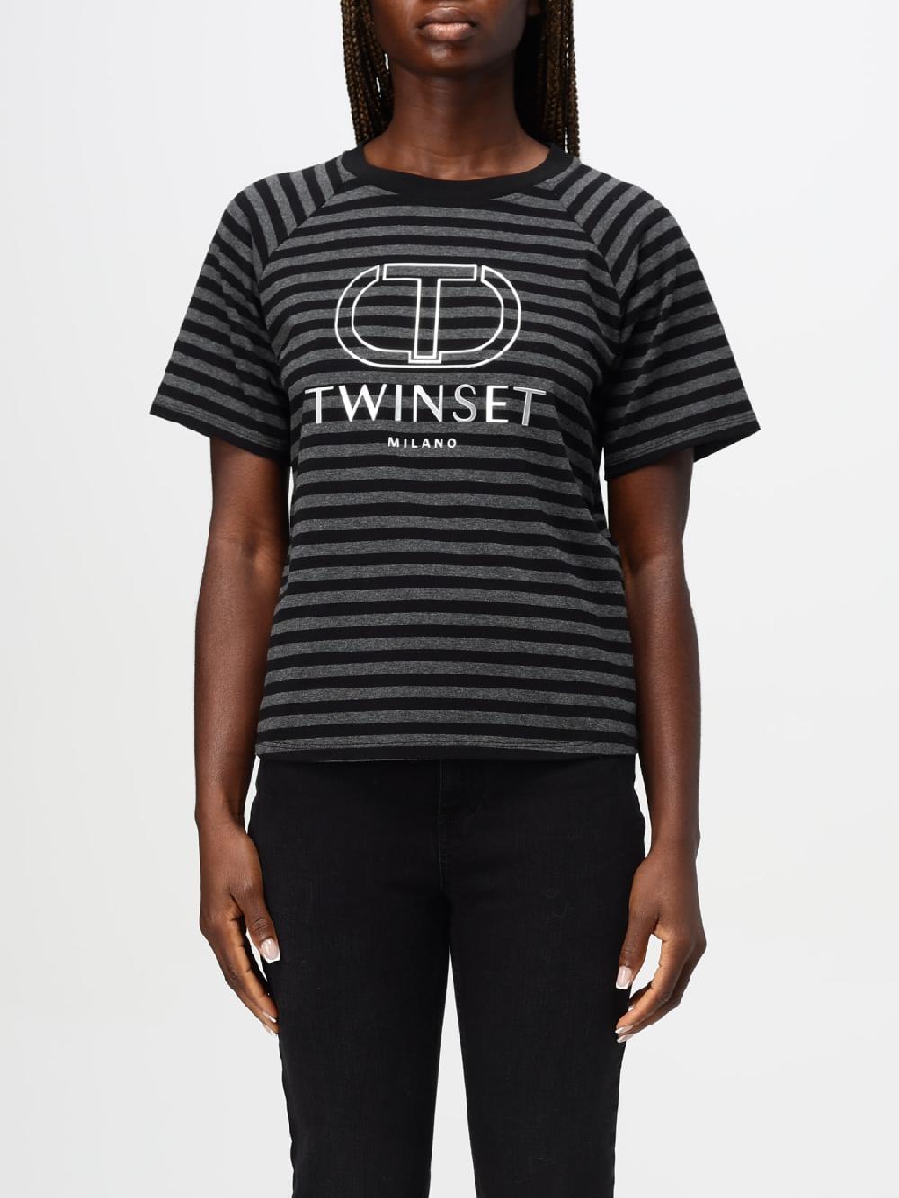 Giglio T-shirt Twinset in cotone a righe