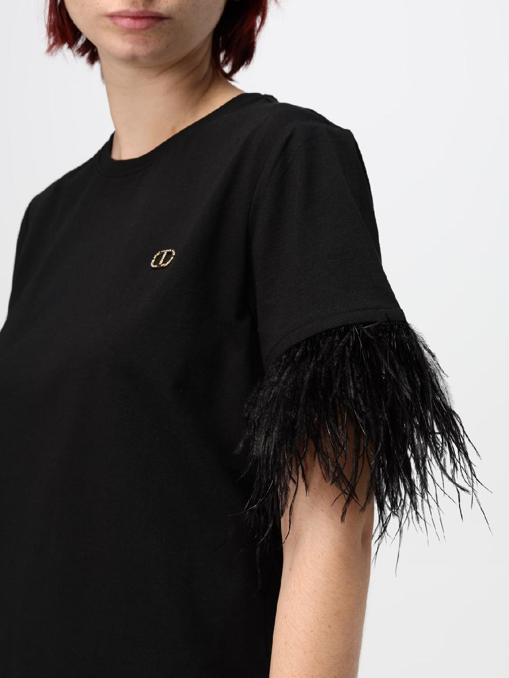 Giglio T-shirt Twinset In Cotone Con Piume