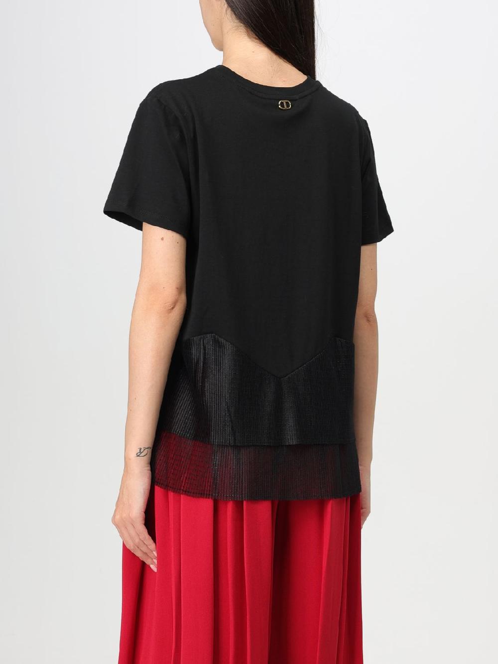 Giglio T-shirt Twinset In Cotone E Tulle
