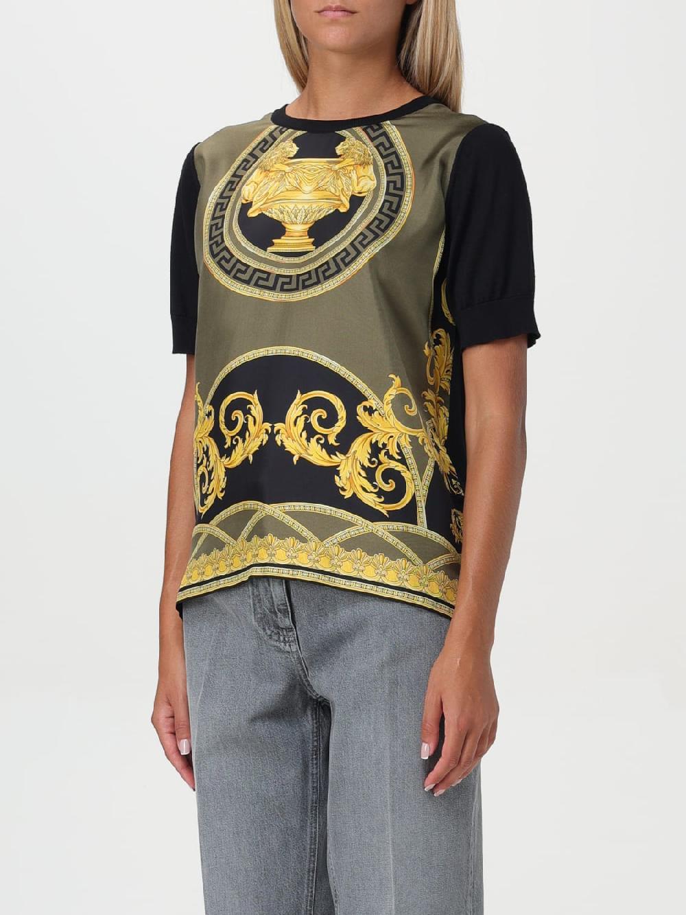 Giglio T-shirt Versace In Lana E Seta Stampata