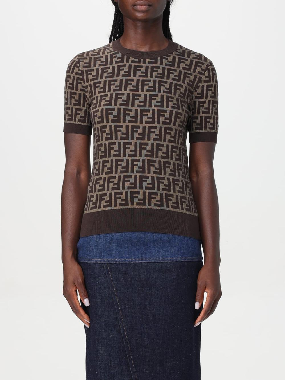 Giglio Top a girocollo in cotone FF Fendi