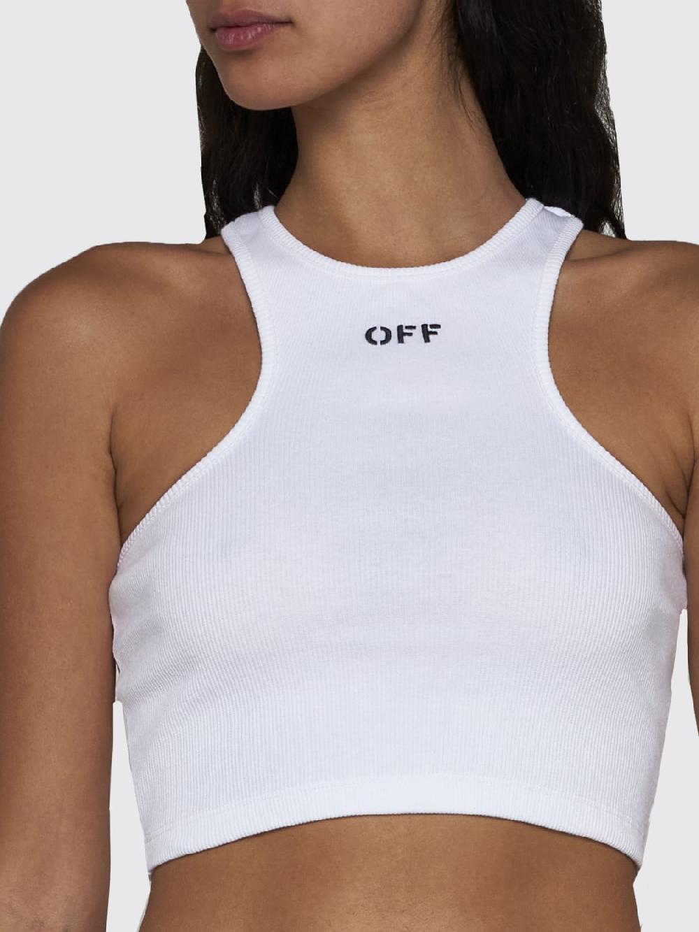 Giglio Top Basic In Cotone Con Mini Logo Off-White