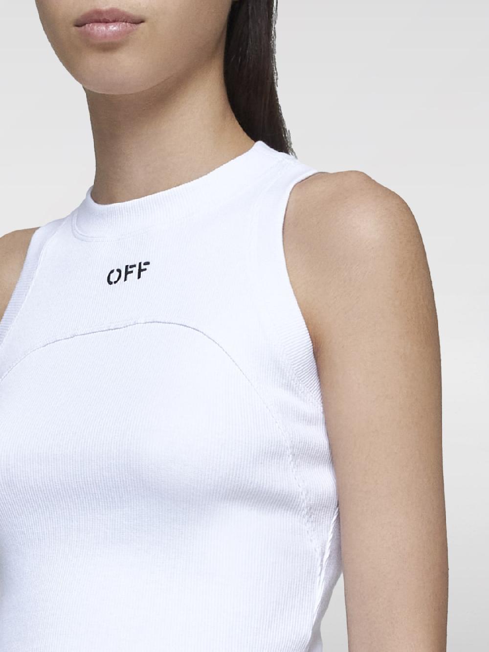 Giglio Top Basic In Cotone Con Mini Logo Off-White