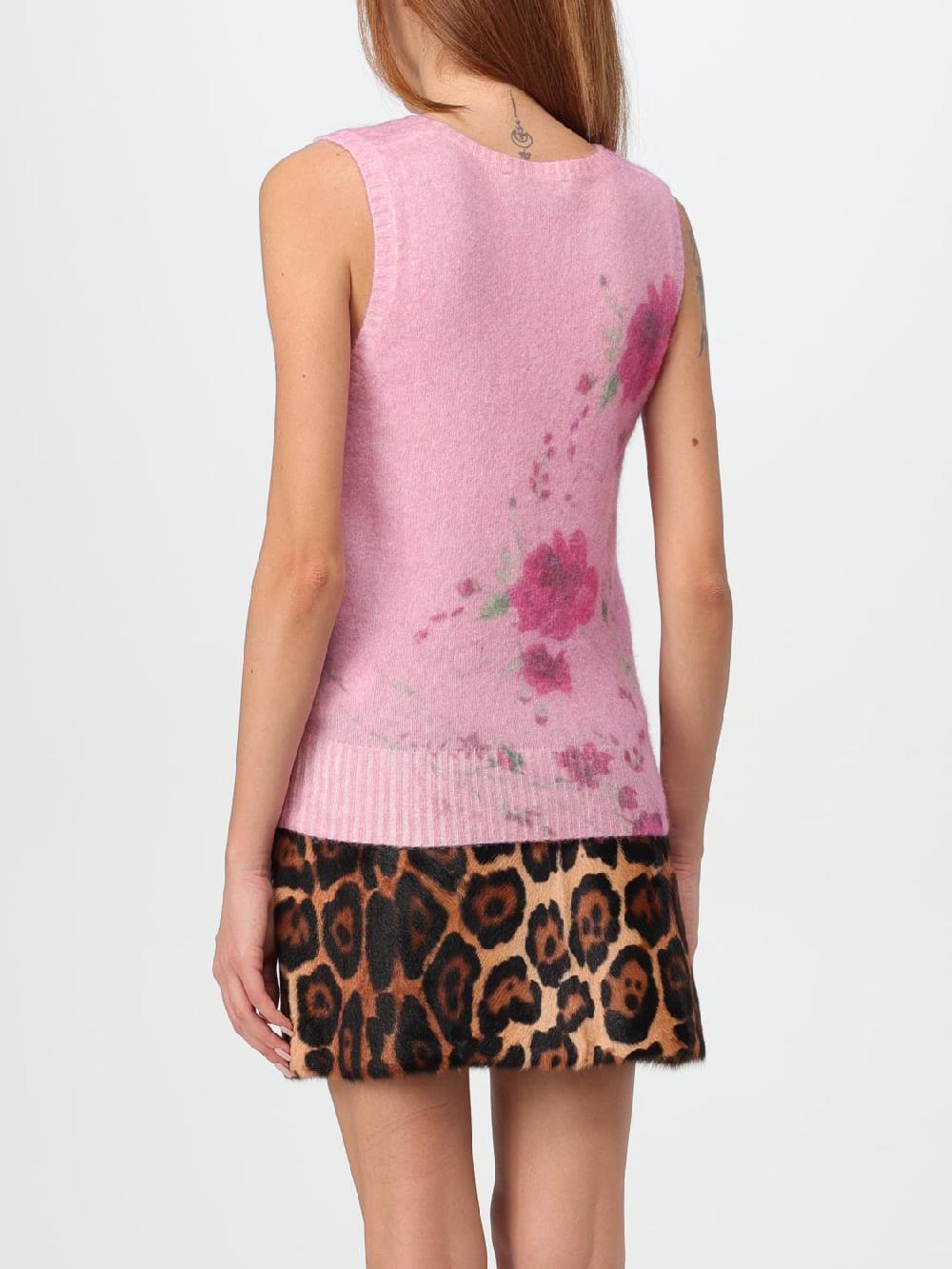Giglio Top Blumarine In Misto Lana Animalier