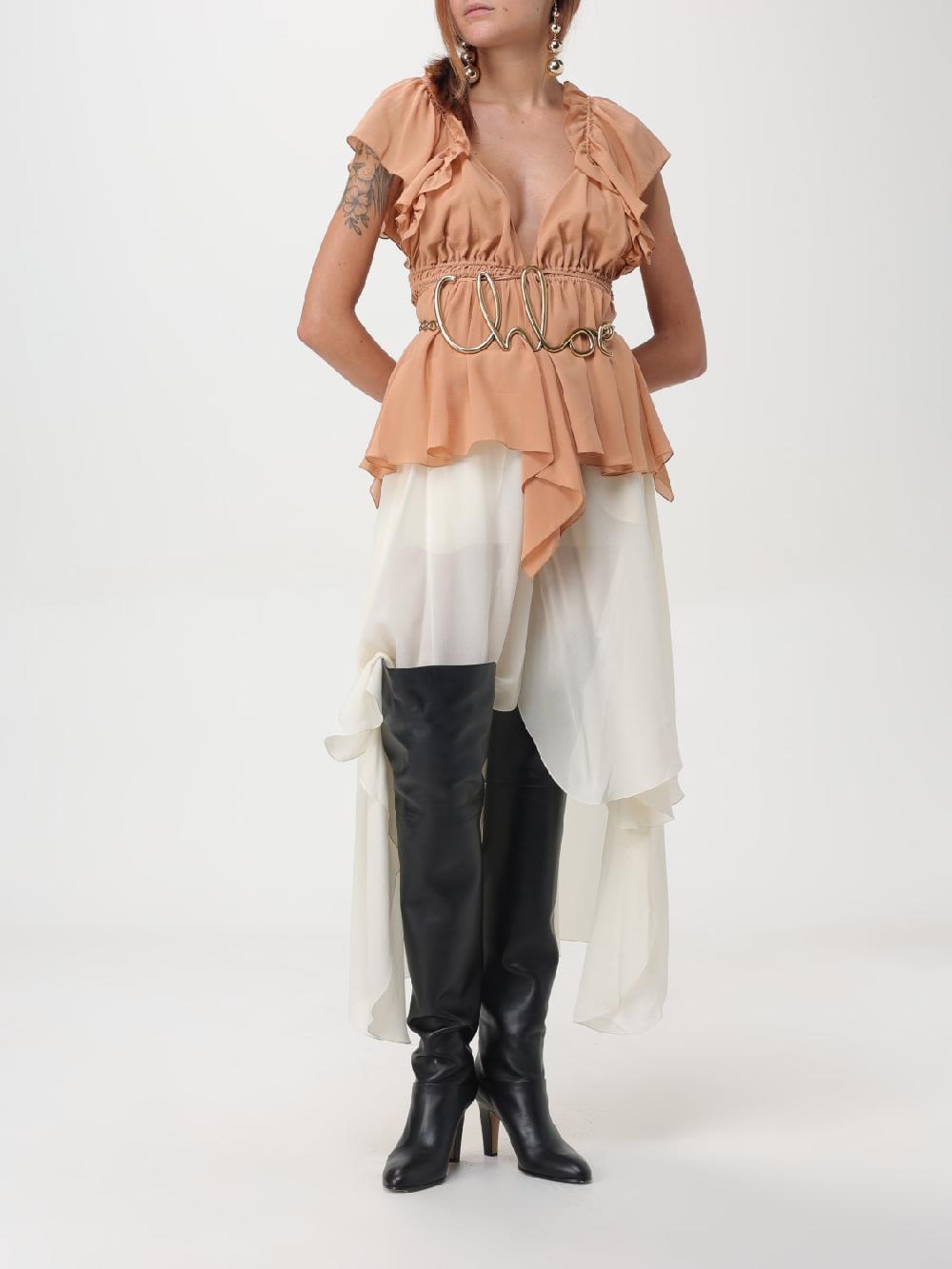 Giglio Top Chloé In Seta Con Volant