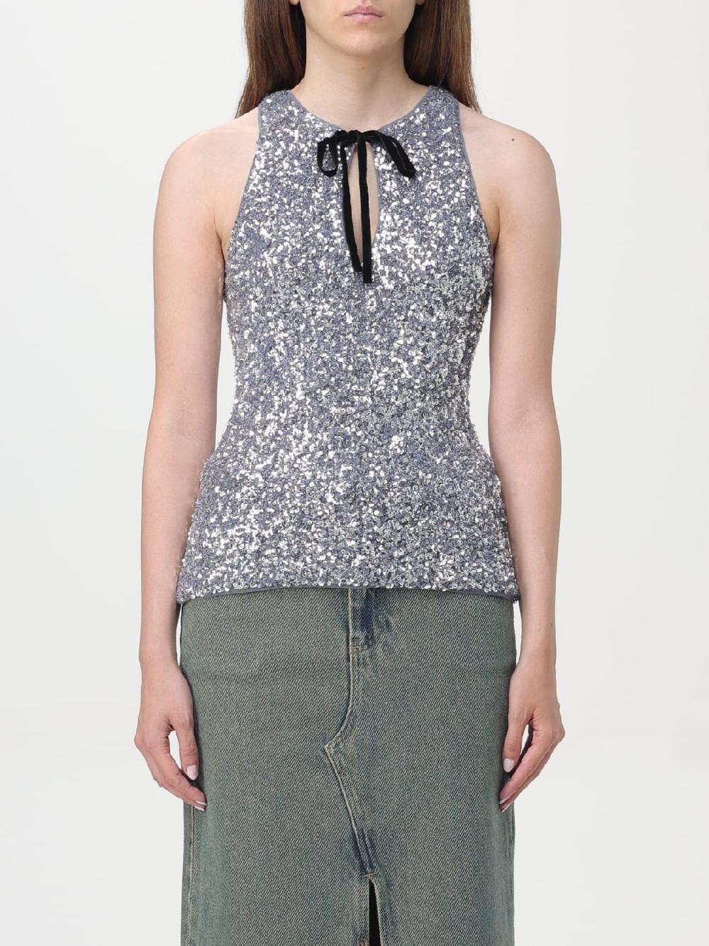 Giglio Top di paillettes Ganni con fiocco
