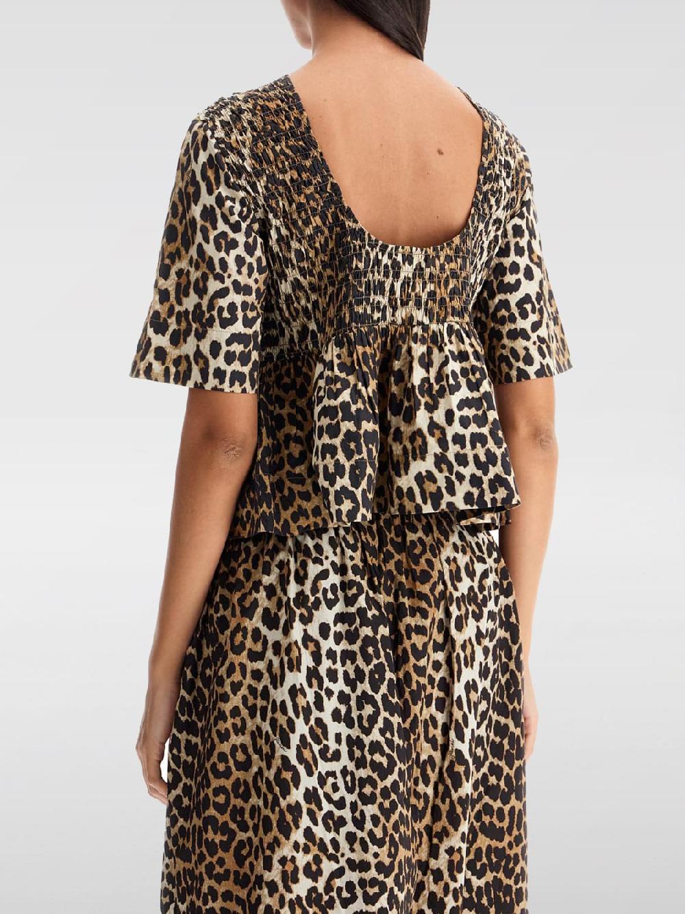 Giglio Top Ganni In Cotone Animalier