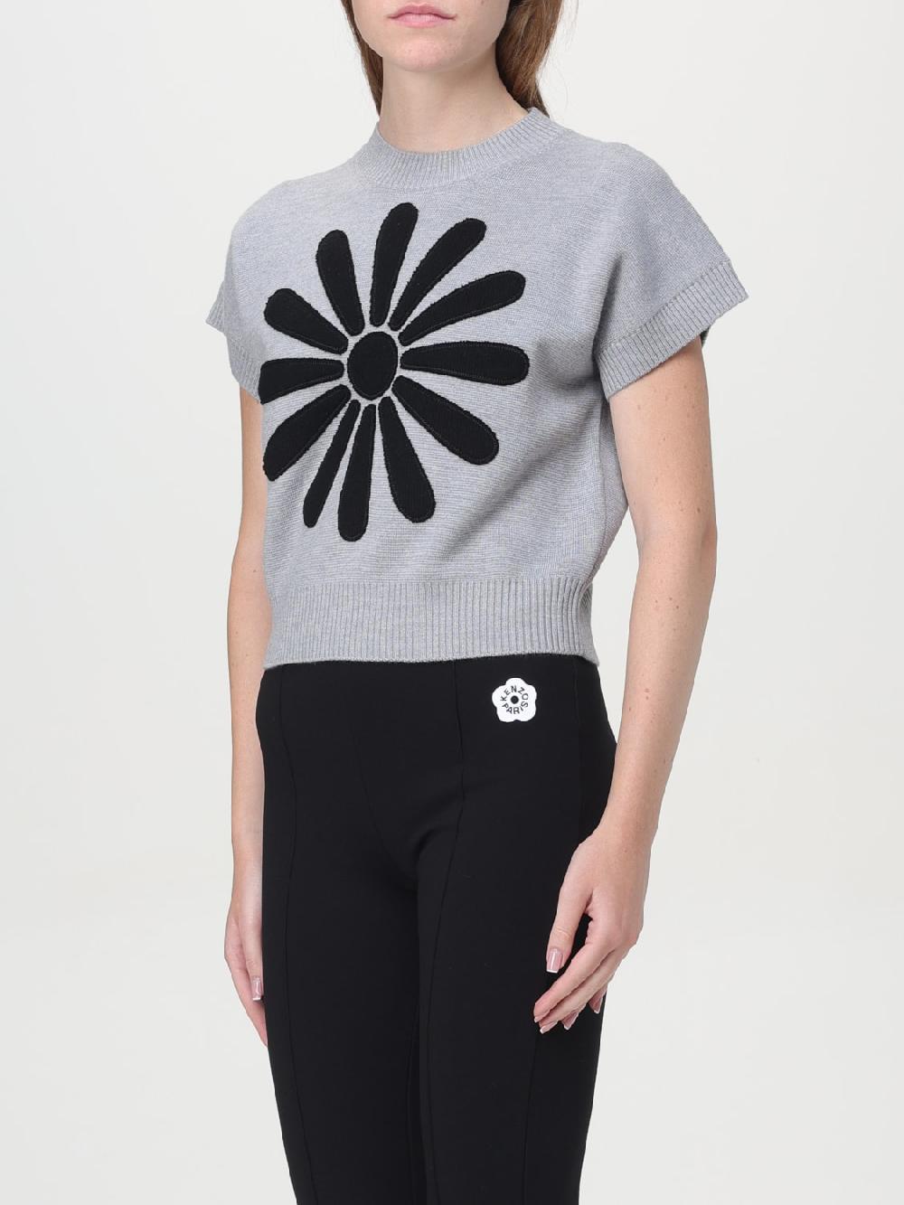 Giglio Top Kenzo In Lana Con Fiore Jacquard