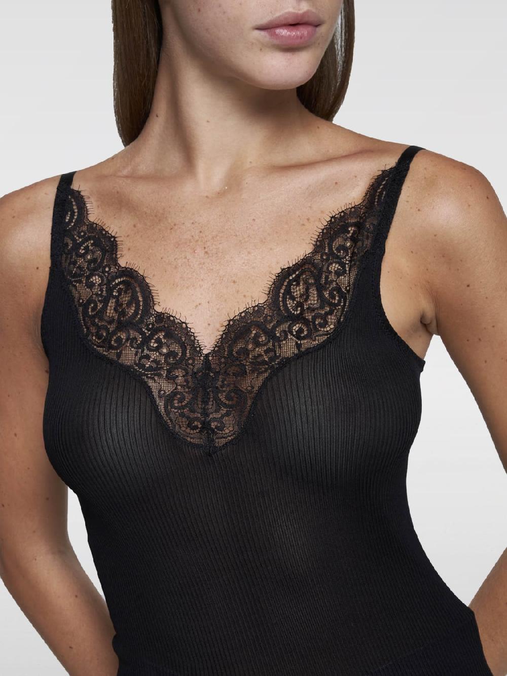 Giglio Top Saint Laurent In Seta E Pizzo