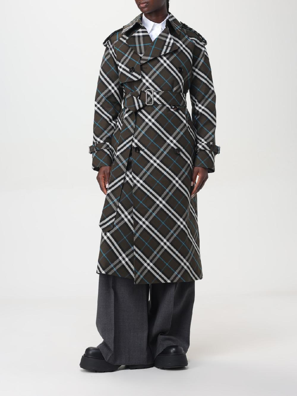 Giglio Trench Lungo In Misto Cotone Check Burberry