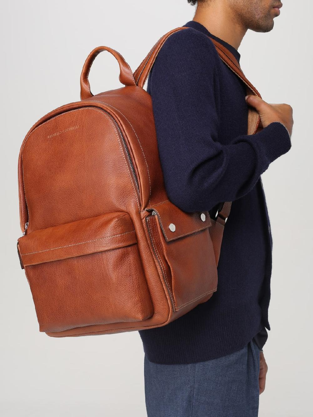 Giglio Zaino Brunello Cucinelli In Pelle A Grana