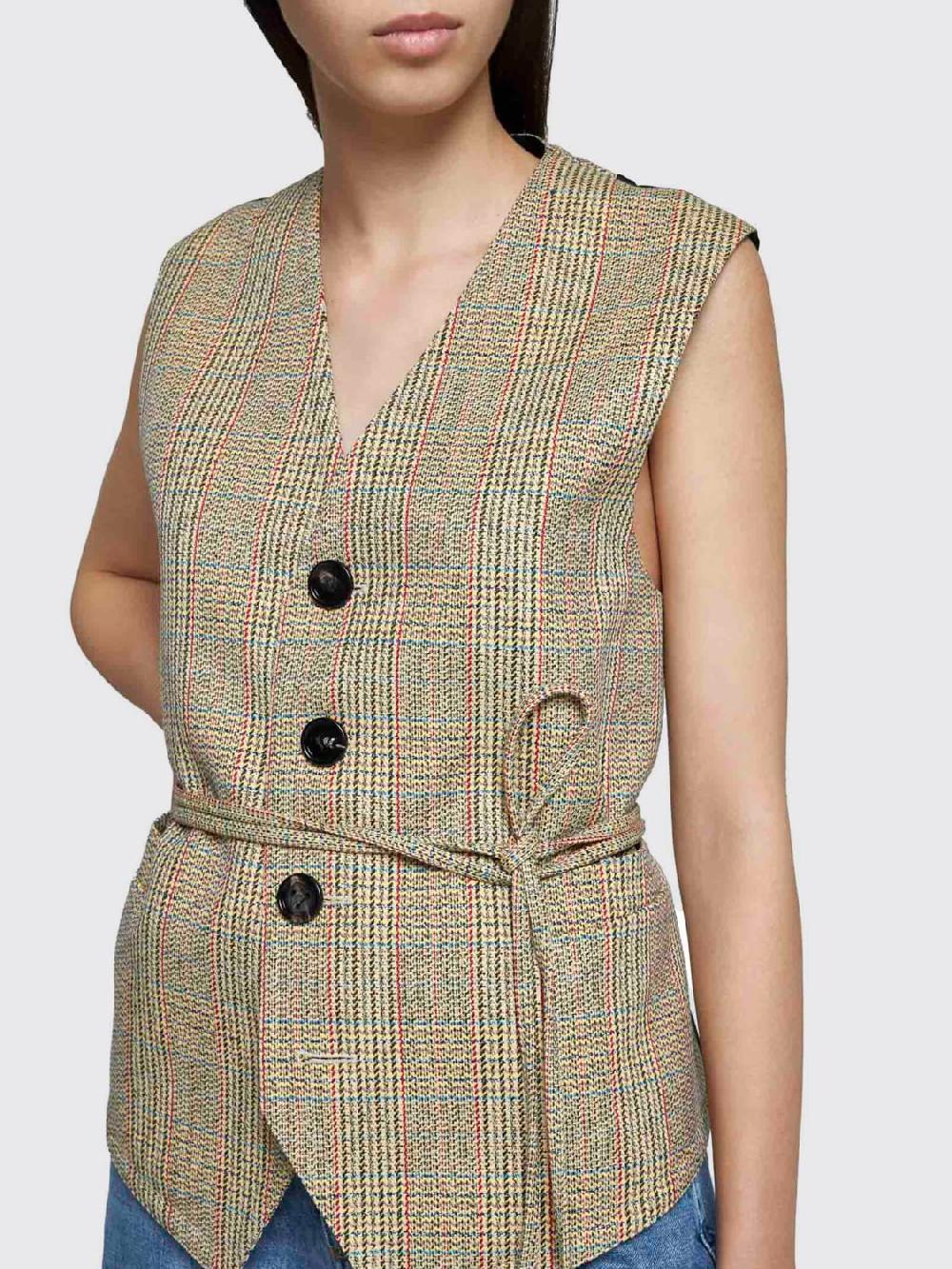 Giglio Gilet A Monopetto Bottega Veneta In Lana Tartan