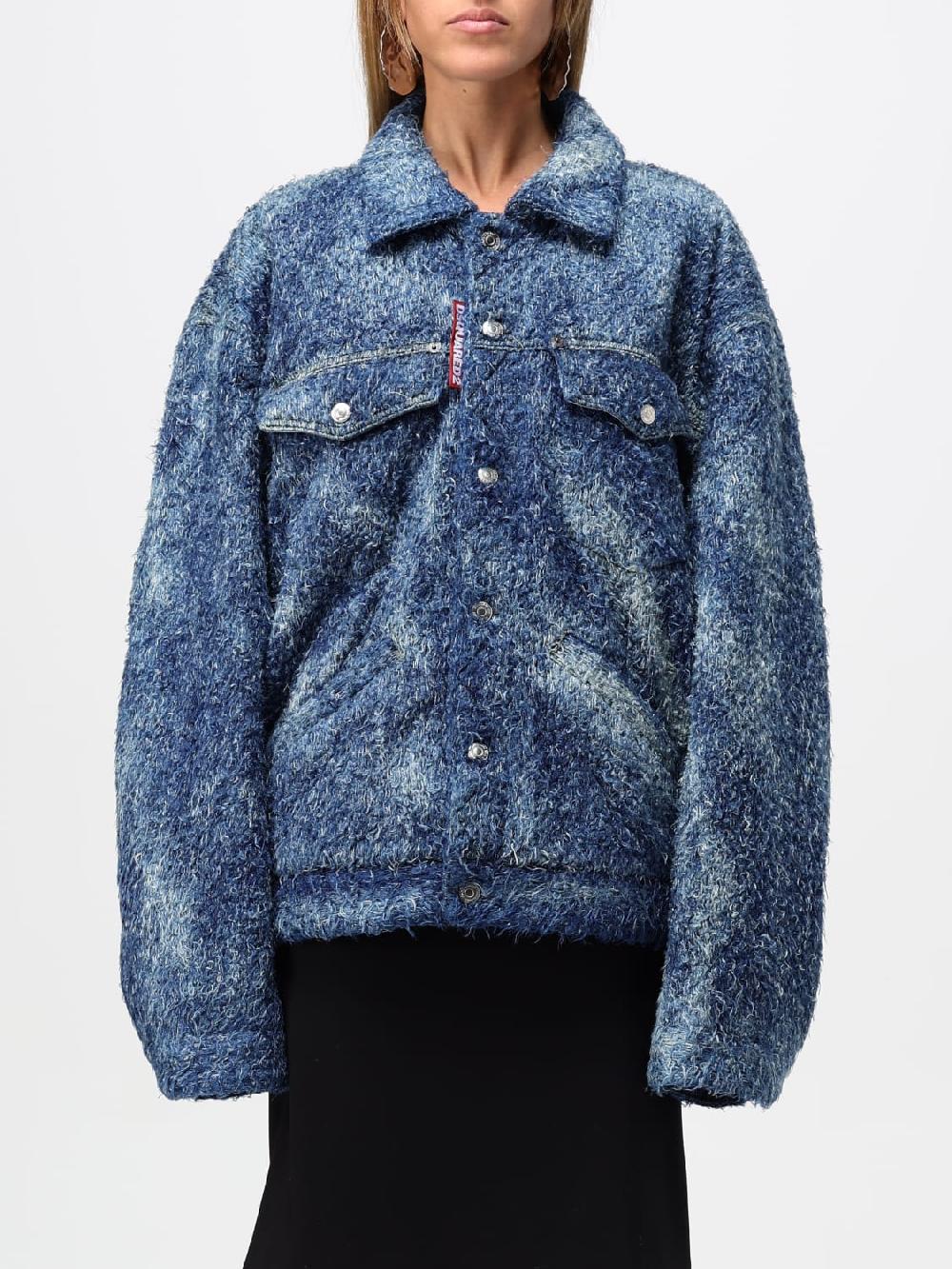 Giglio Giubbotto Dsquared2 in misto cotone effetto pelliccia