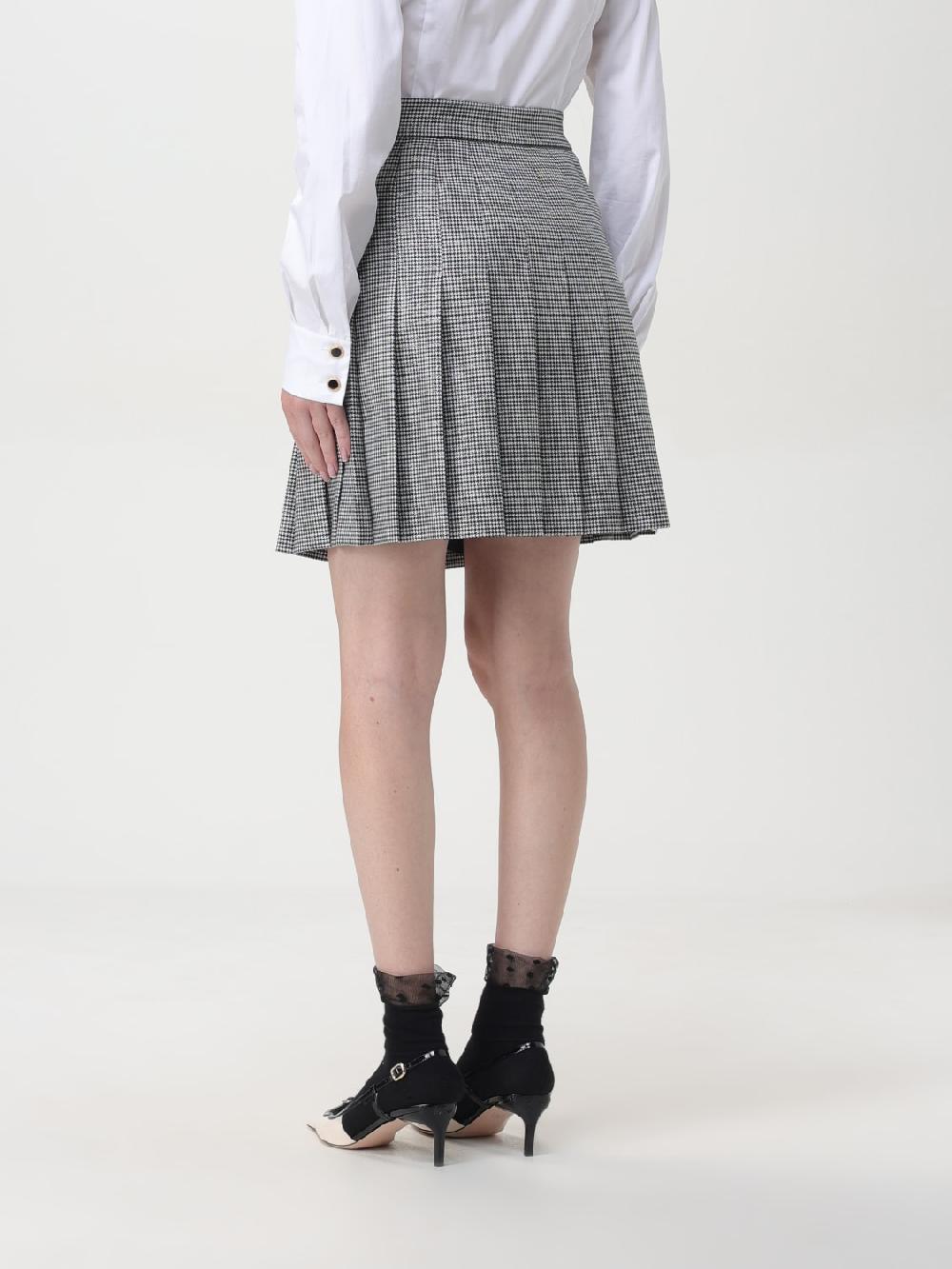 Giglio Gonna Alessandra Rich In Lana Con Motivo Micro Check