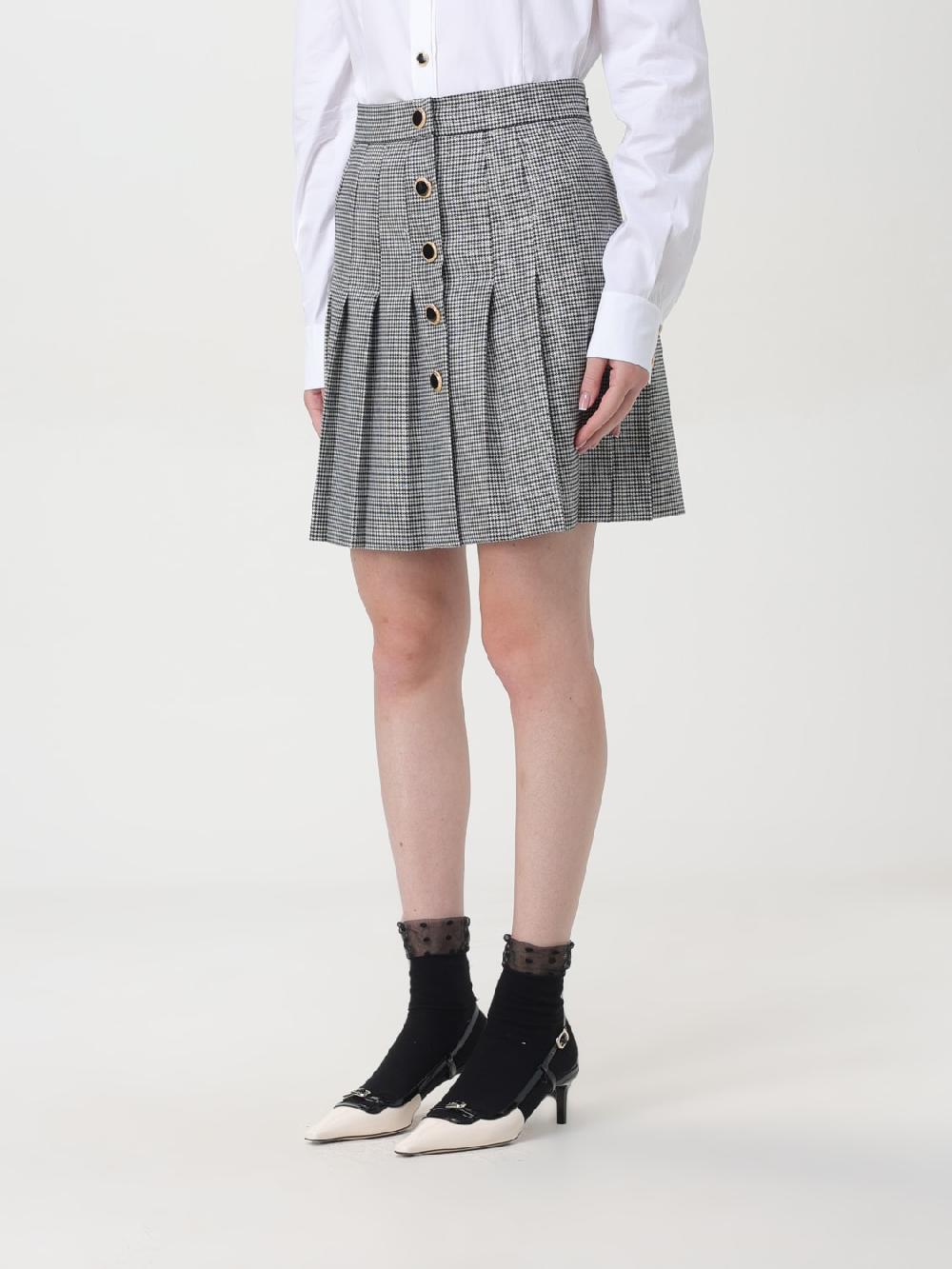 Giglio Gonna Alessandra Rich In Lana Con Motivo Micro Check