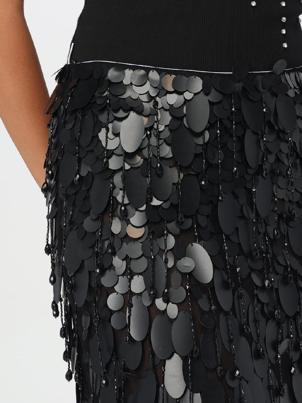 Giglio Gonna Des Phemmes In Nylon Con Paillettes Ricamate All Over