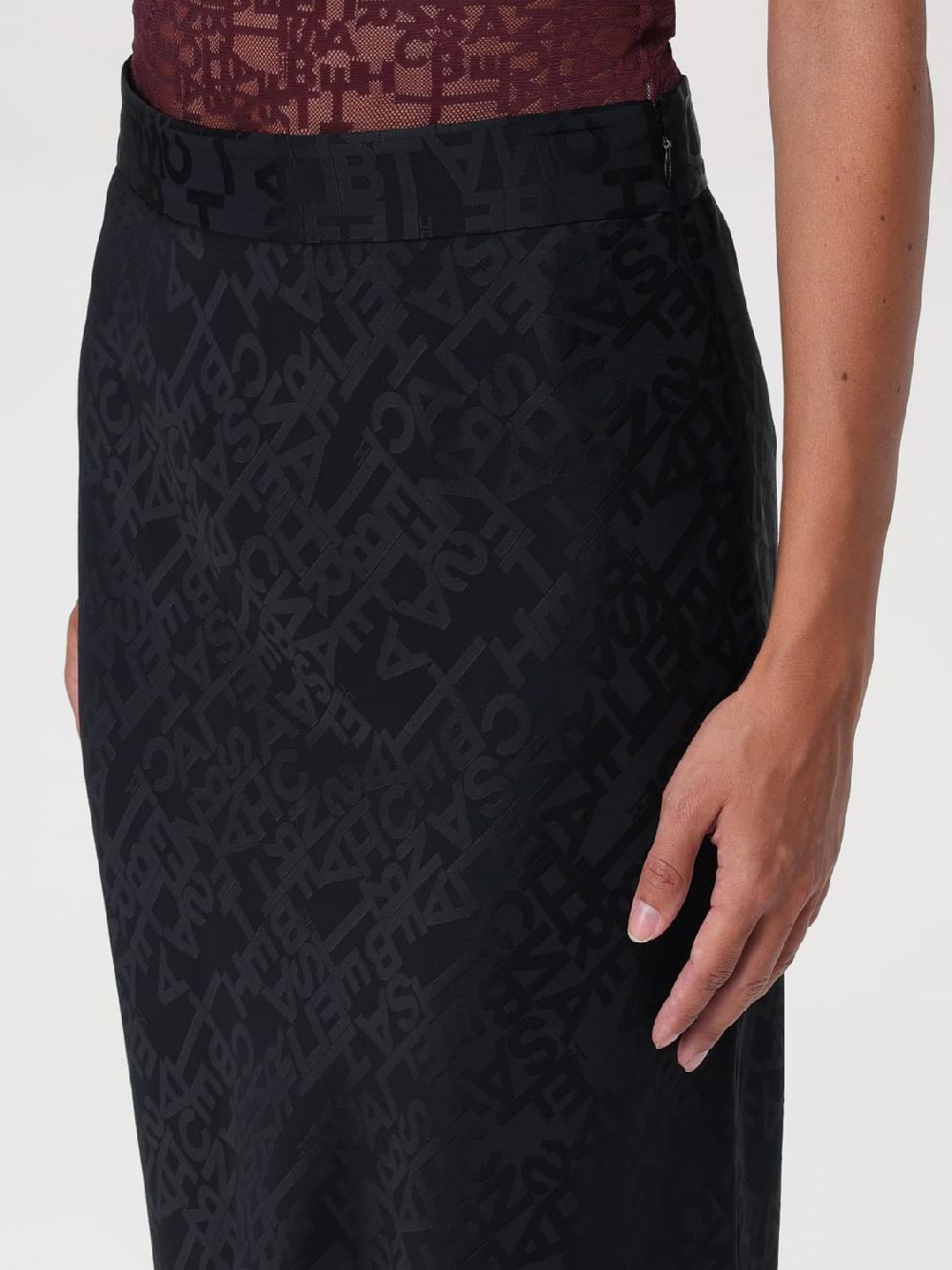 Giglio Gonna Elisabetta Franchi In Viscosa Con Logo Jacquard