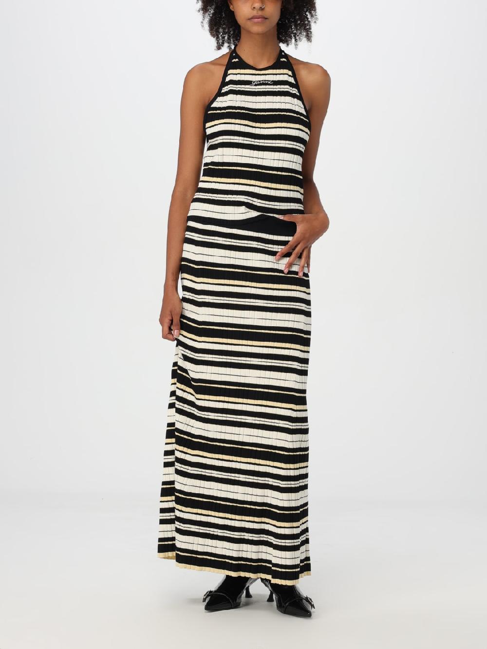 Giglio Gonna Ganni In Maglia A Coste Con Righe All Over