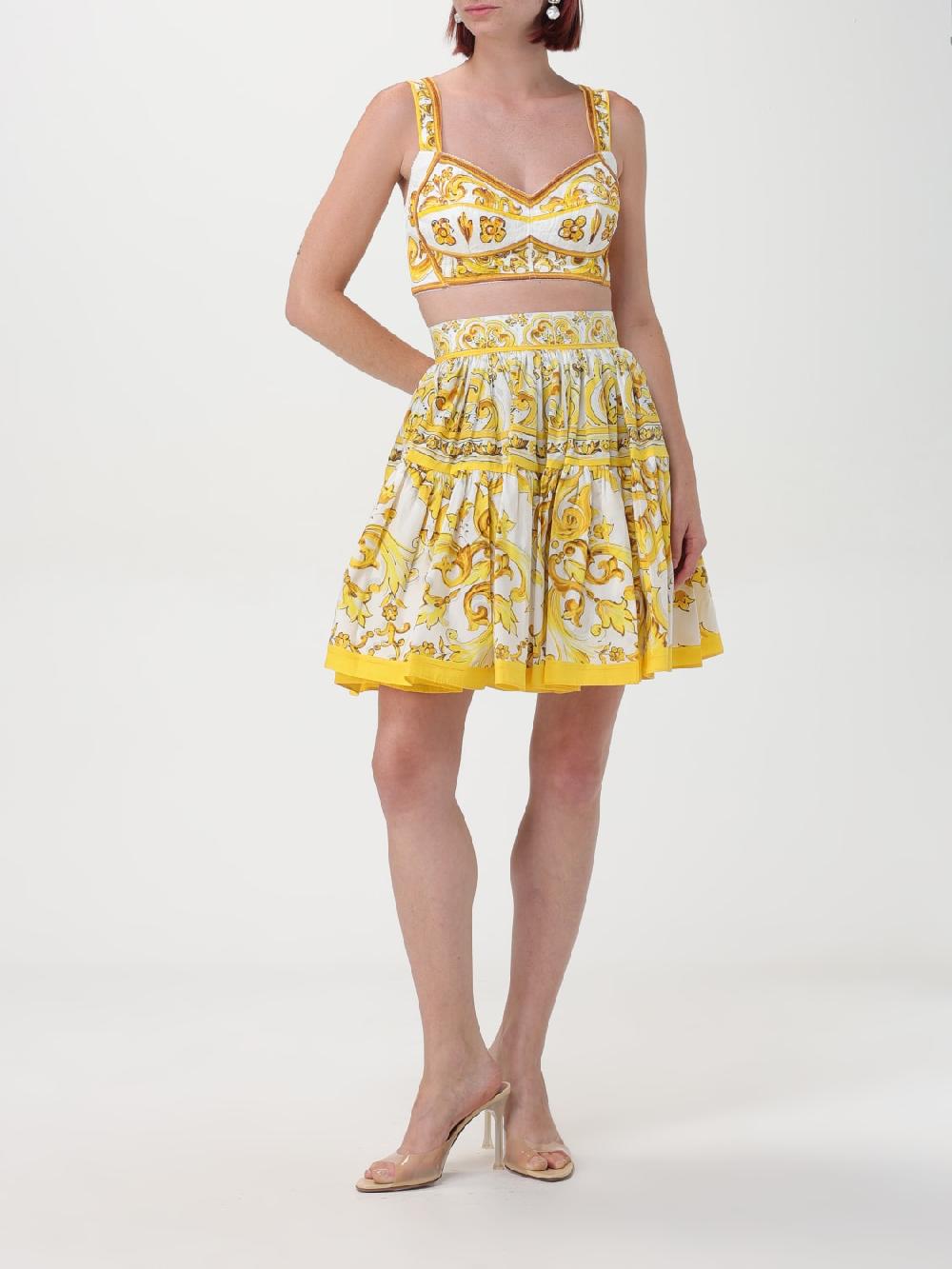 Giglio Gonna Maiolica Dolce & Gabbana In Cotone Stampato