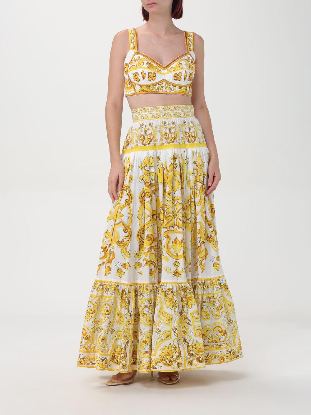 Giglio Gonna Maiolica Dolce & Gabbana In Cotone Stampato