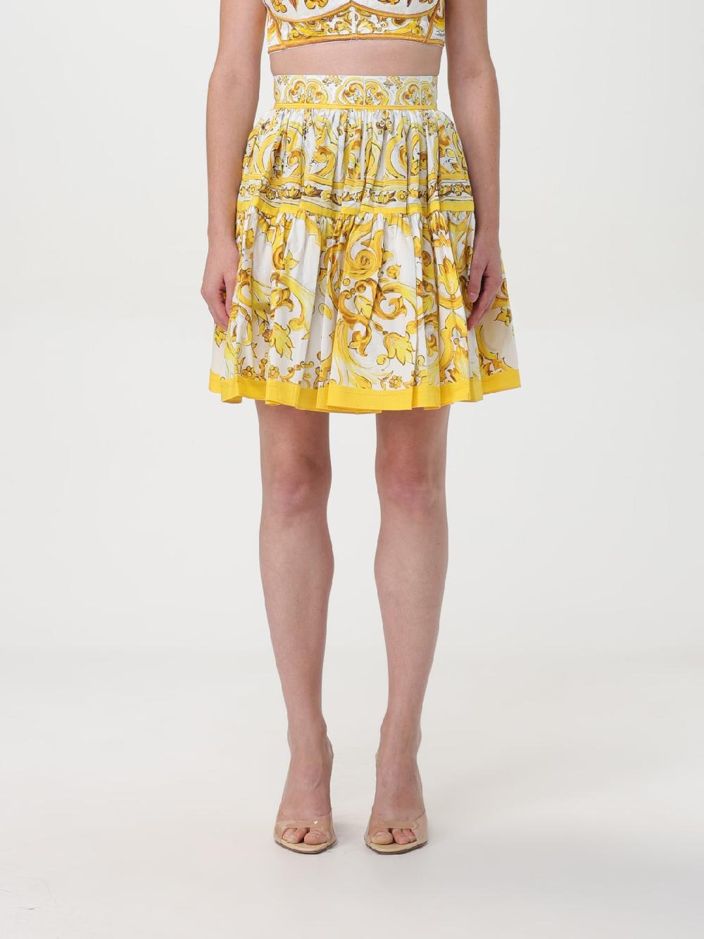 Giglio Gonna Maiolica Dolce & Gabbana in cotone stampato