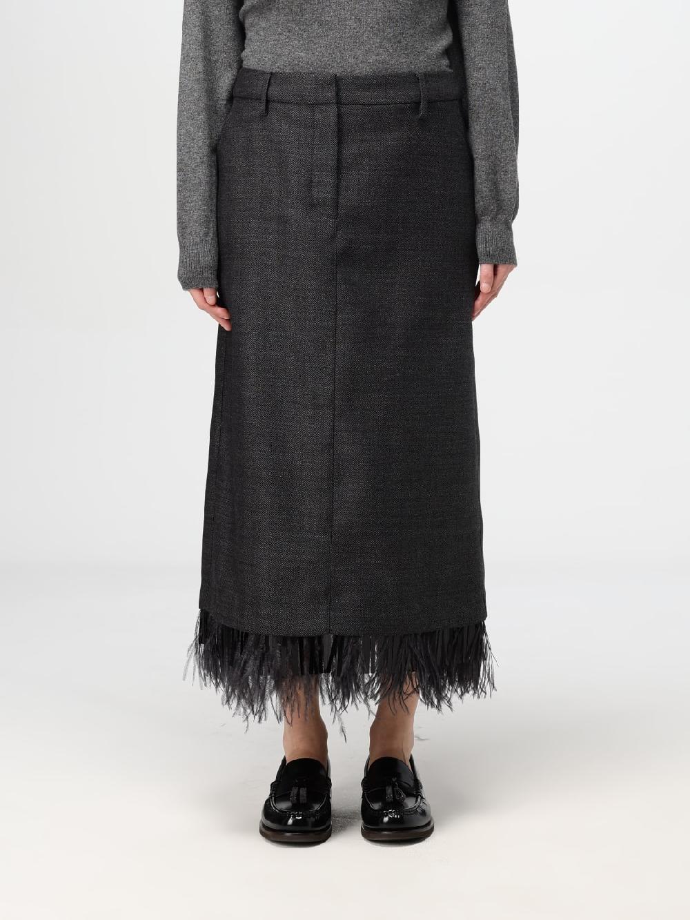 Giglio Gonna midi Brunello Cucinelli in lana con piume