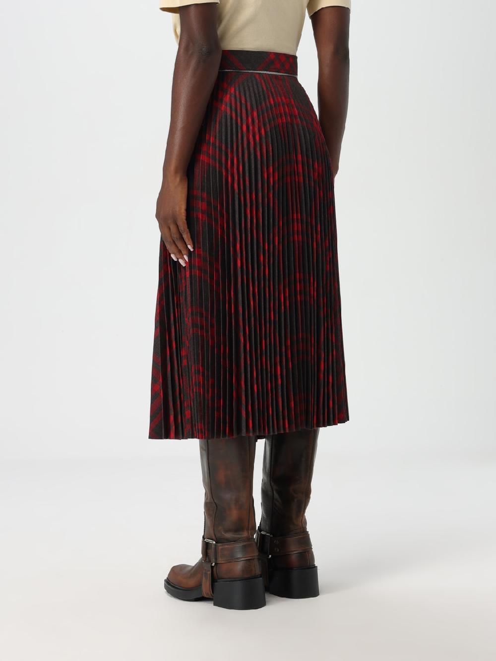 Giglio Gonna Midi Burberry In Misto Lana Plissettata