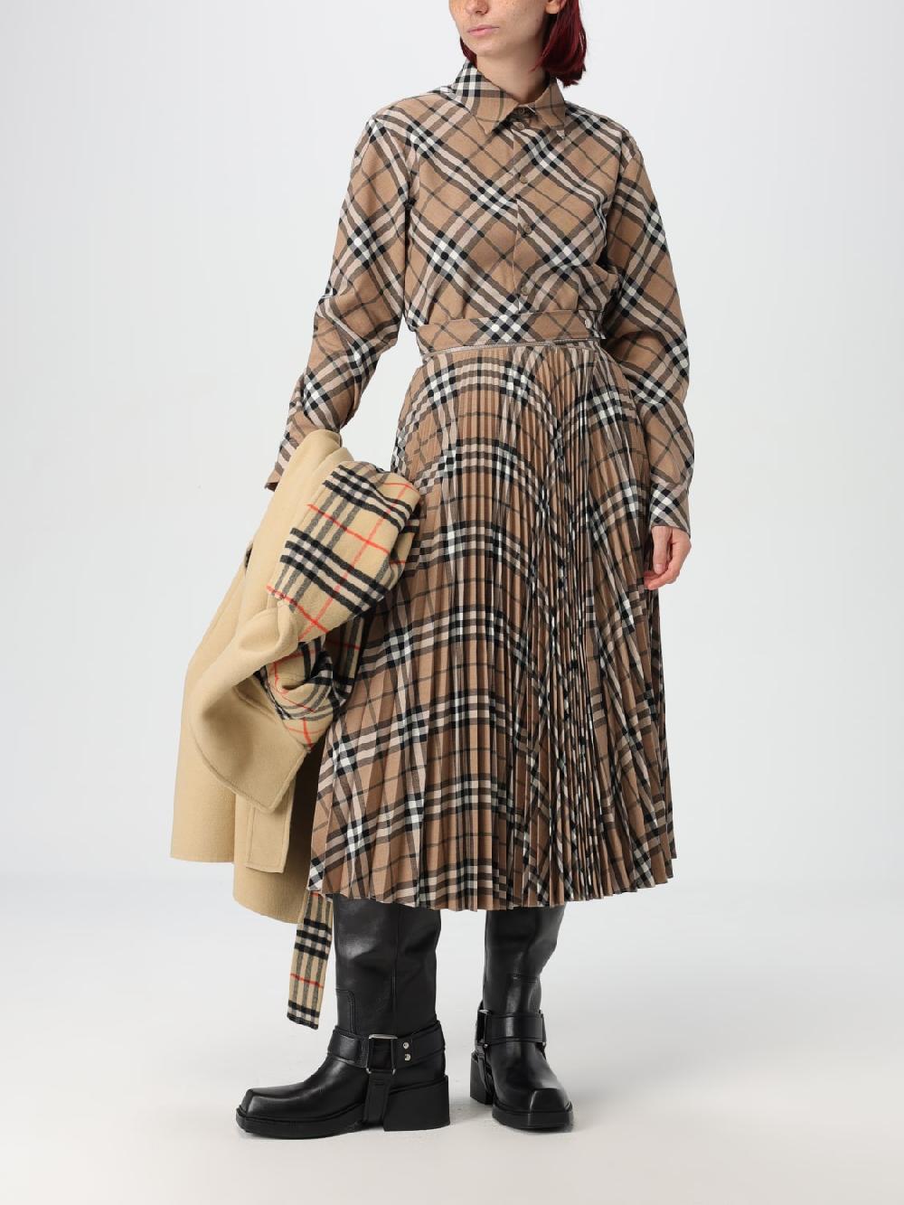 Giglio Gonna Midi Burberry In Misto Lana Vintage Check