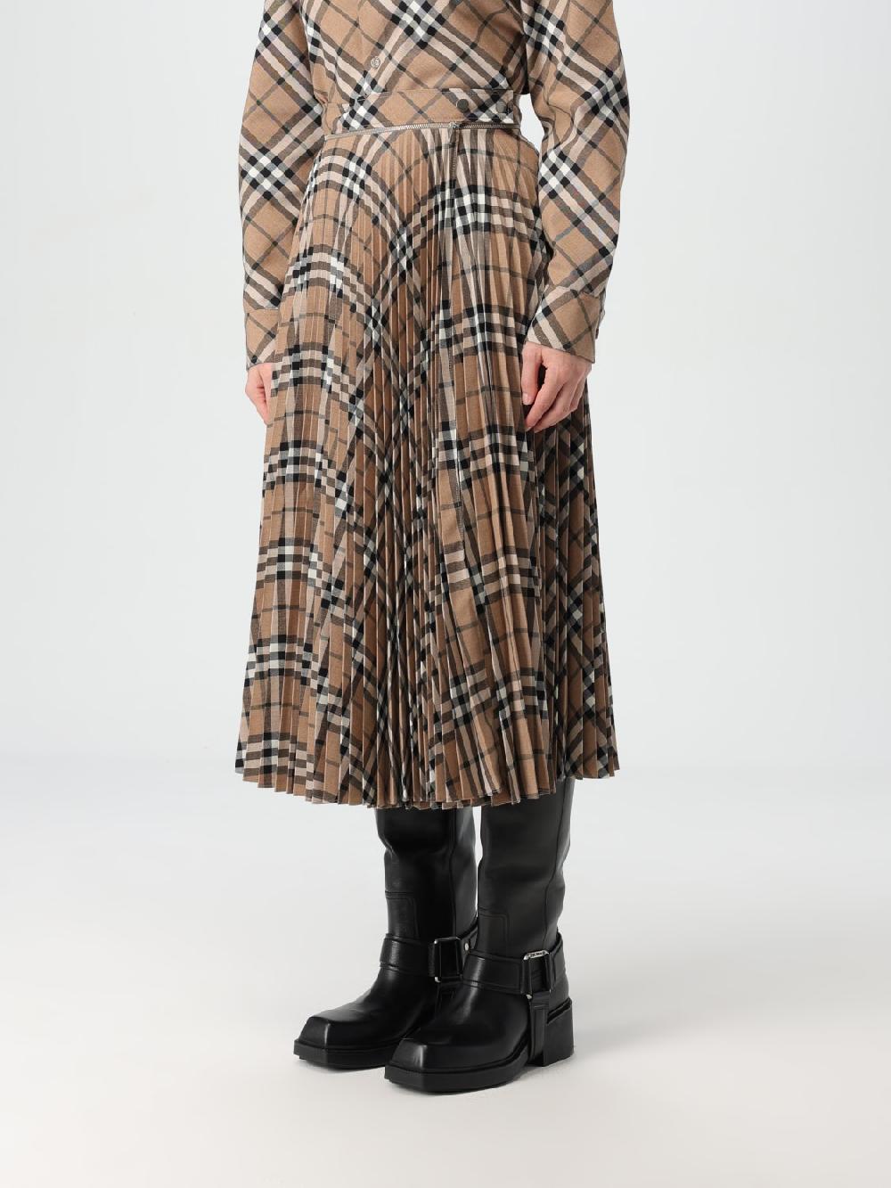 Giglio Gonna Midi Burberry In Misto Lana Vintage Check