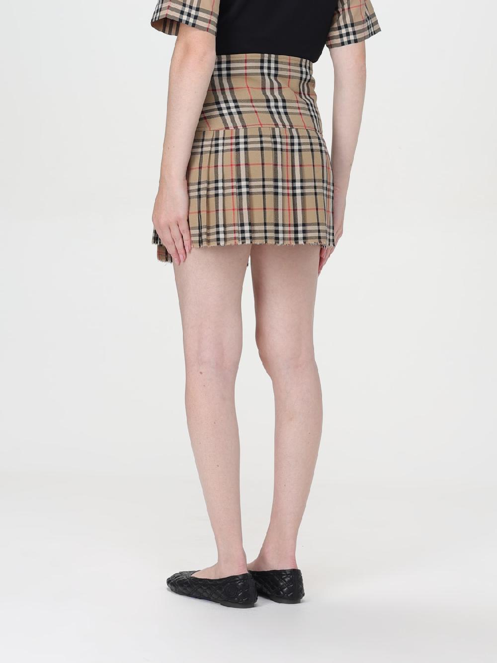 Giglio Gonna Mini Kilt A Pieghe In Lana Check Burberry