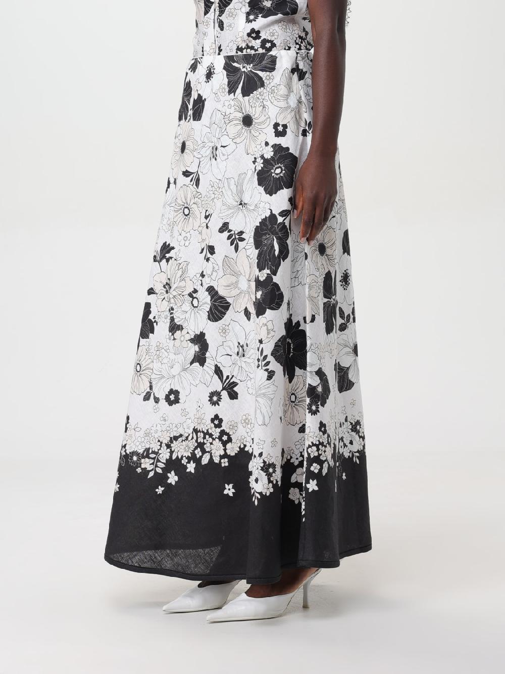 Giglio Gonna Pop Bias Zimmermann In Lino E Cotone Con Stampa Floreale