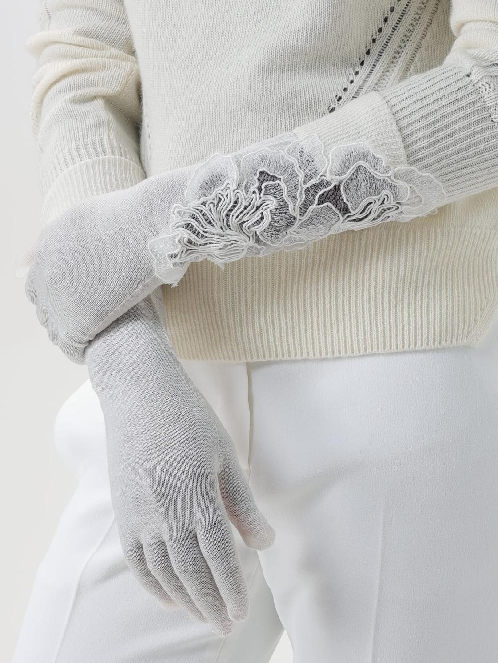 Giglio Guanti Ermanno Scervino In Lana Merino Con Ricamo Floreale