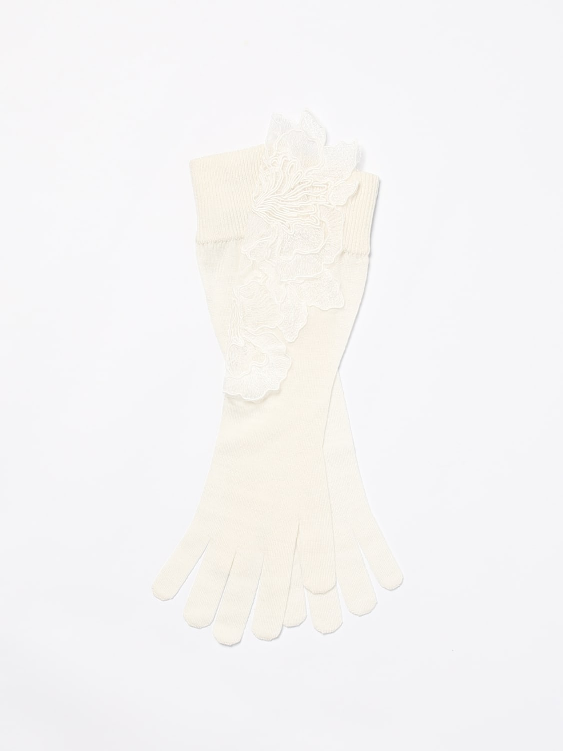Giglio Guanti Ermanno Scervino in lana merino con ricamo floreale