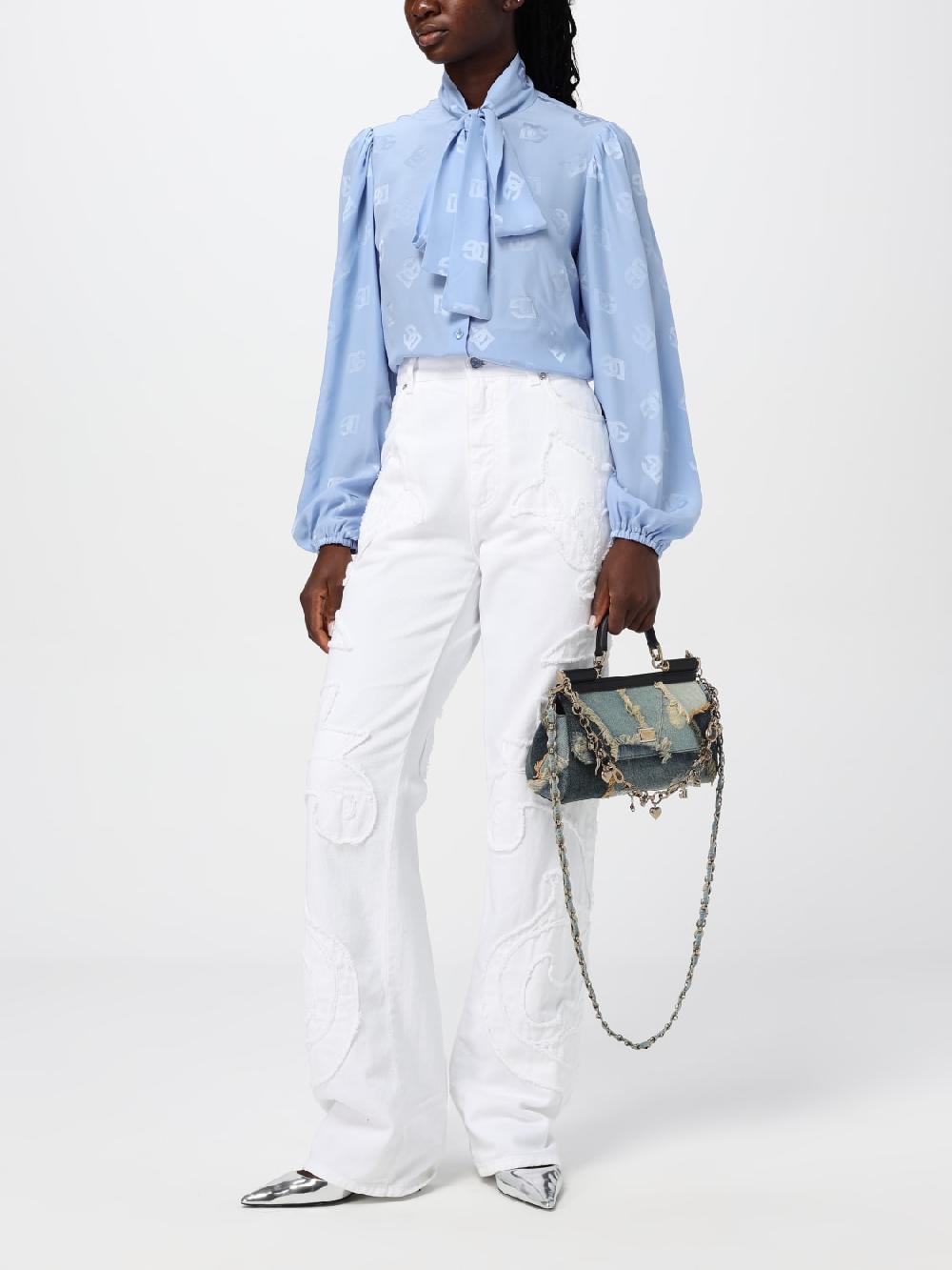 Giglio Jeans Dolce & Gabbana In Denim Con Motivo Floreale Ricamato