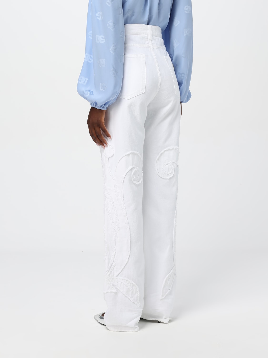 Giglio Jeans Dolce & Gabbana In Denim Con Motivo Floreale Ricamato