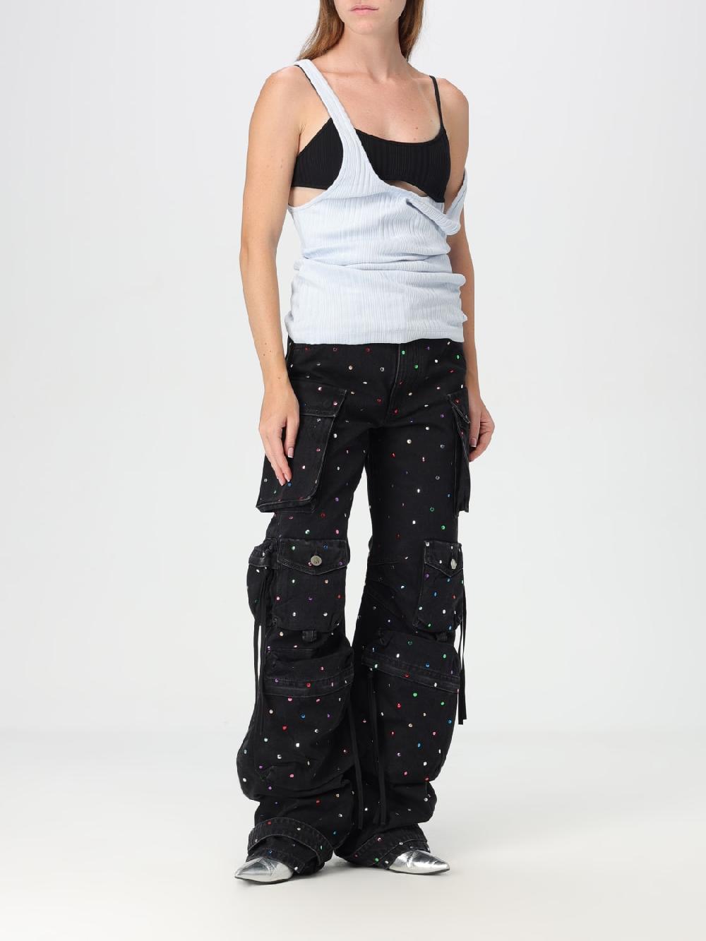 Giglio Jeans Fem The Attico In Denim Con Micro Borchie Multicolor