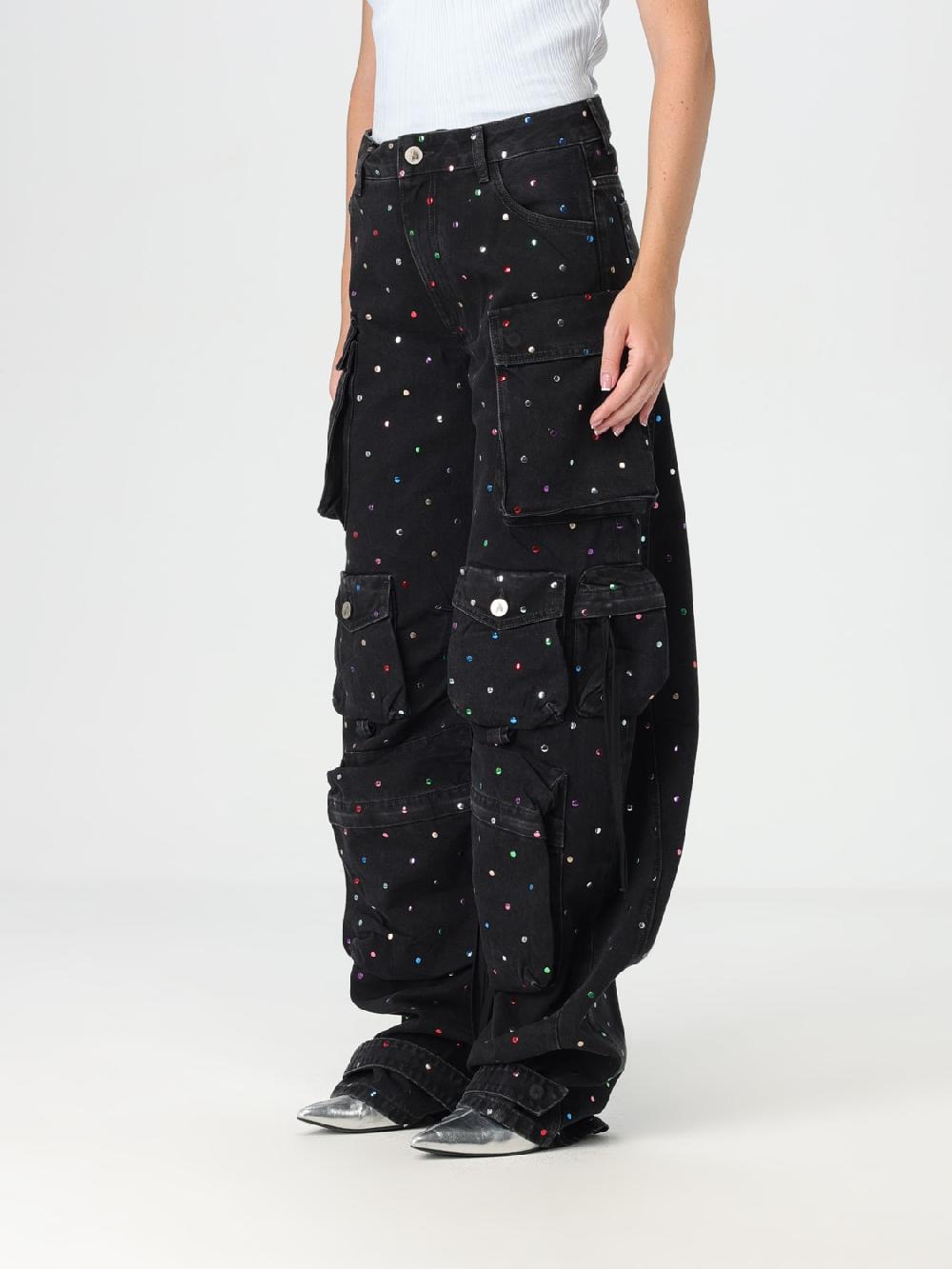 Giglio Jeans Fem The Attico In Denim Con Micro Borchie Multicolor