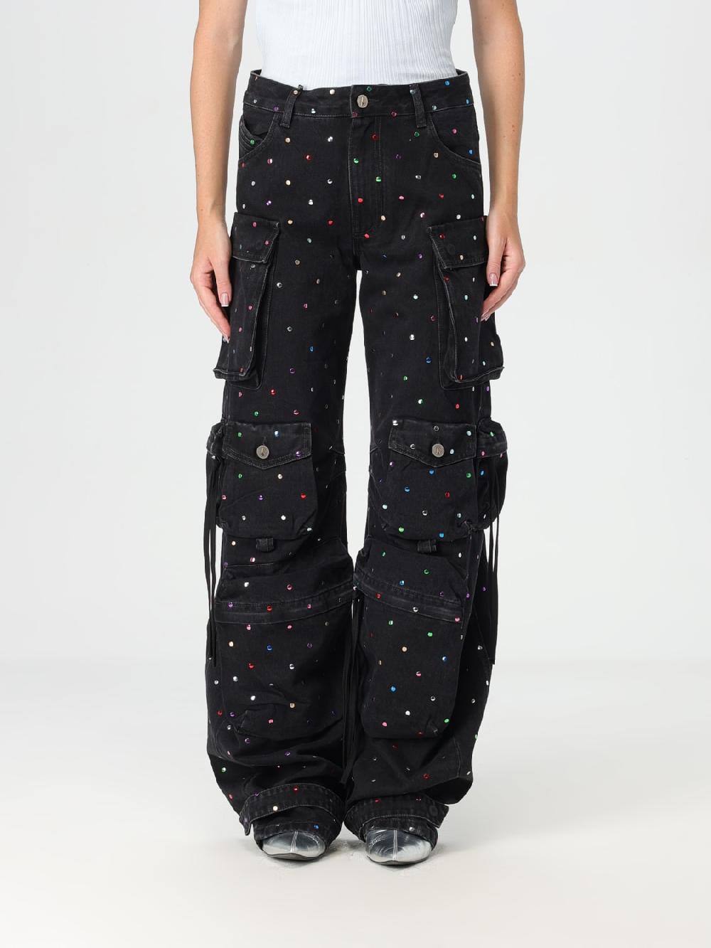 Giglio Jeans Fem The Attico in denim con micro borchie multicolor
