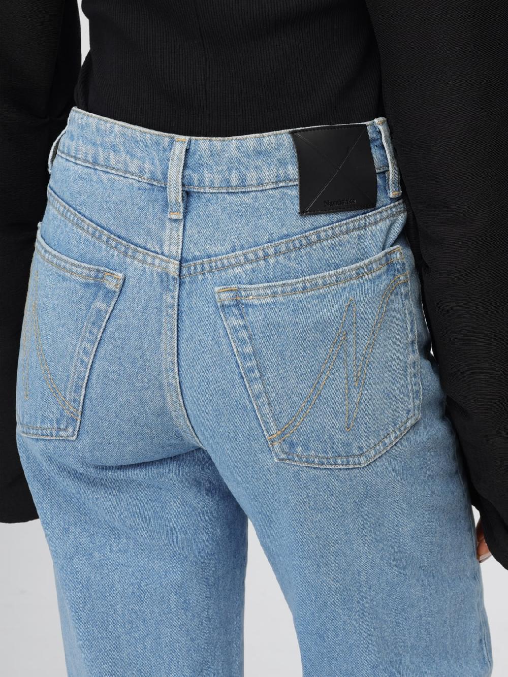 Giglio Jeans Nanushka In Denim Con Dettaglio In Pelle Rigenerata