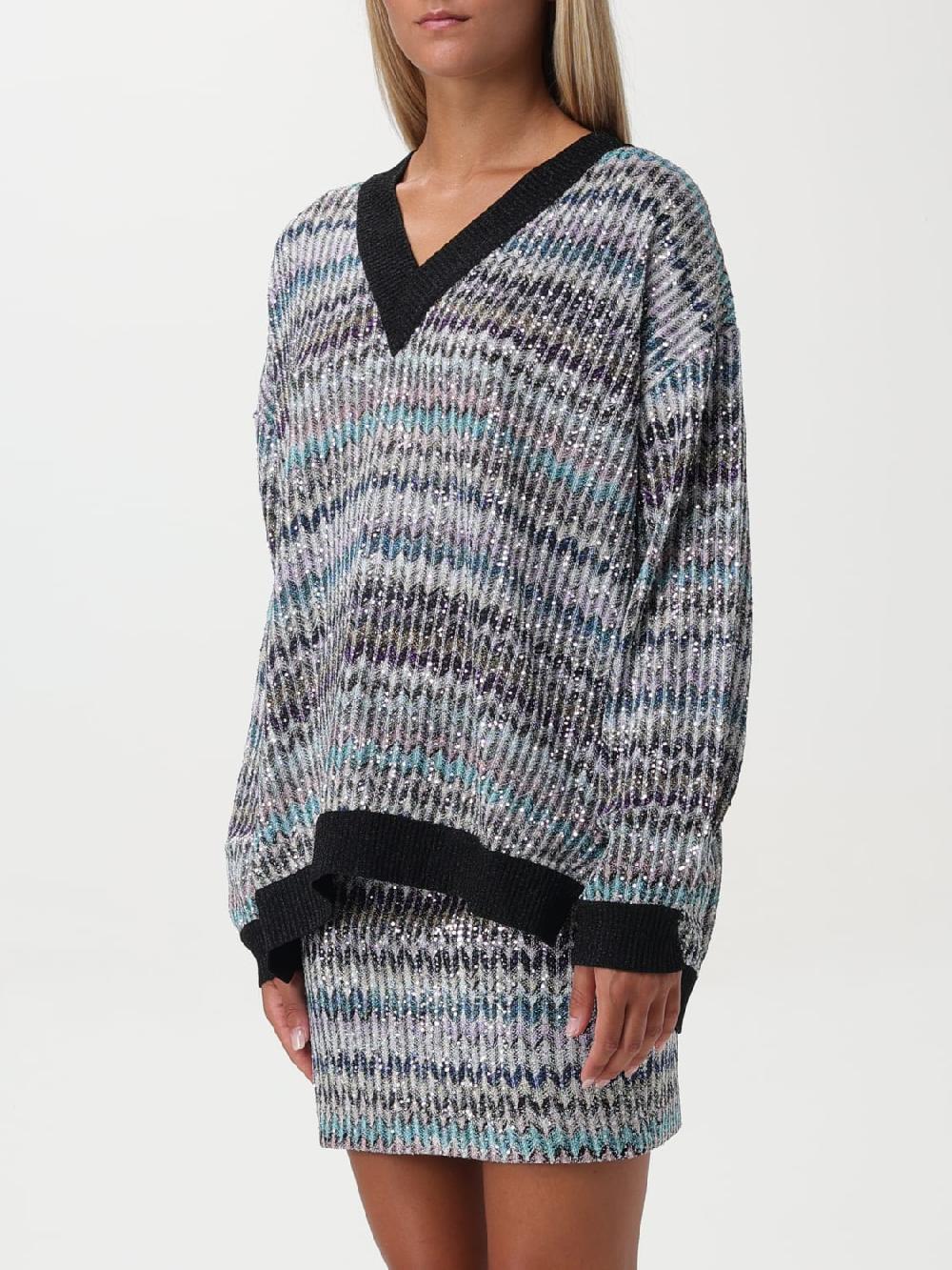 Giglio Maglia A V Missoni In Misto Viscosa A Zig Zag