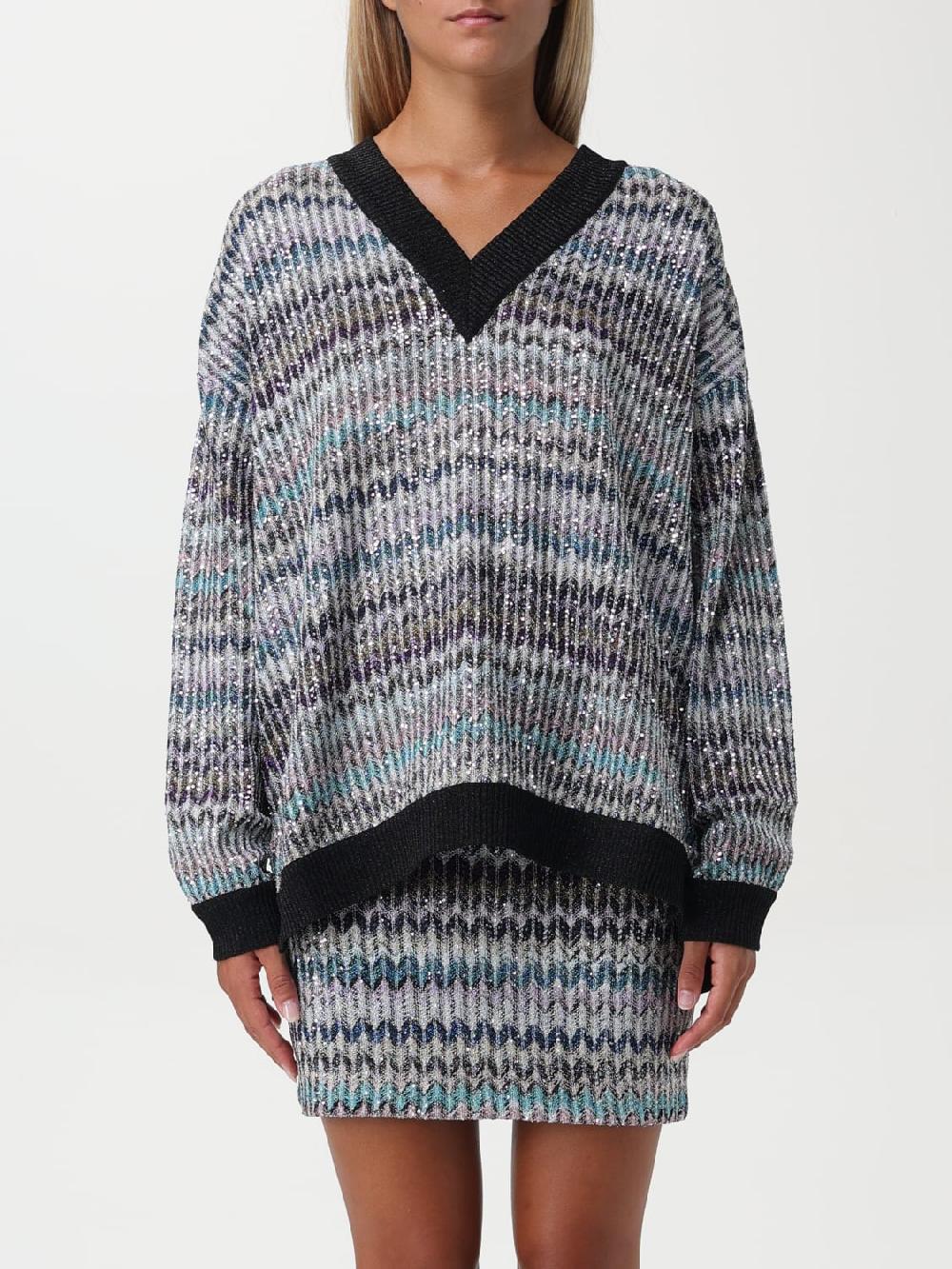 Giglio Maglia a v Missoni in misto viscosa a zig zag