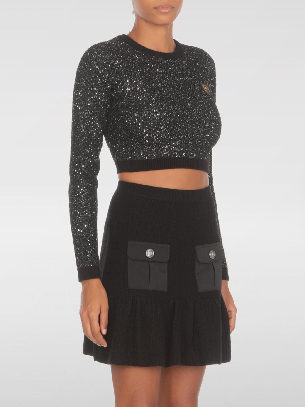 Giglio Maglia crop Elisabetta Franchi con paillettes