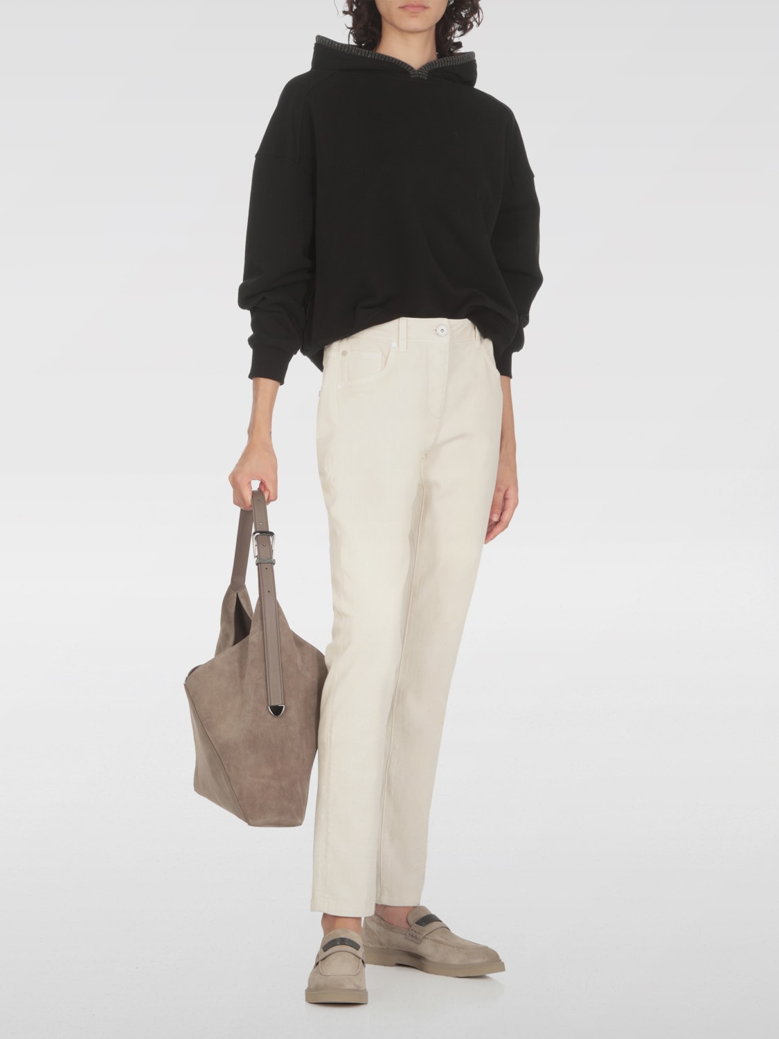 Giglio Maglia Di Cotone Con Cappuccio Brunello Cucinelli