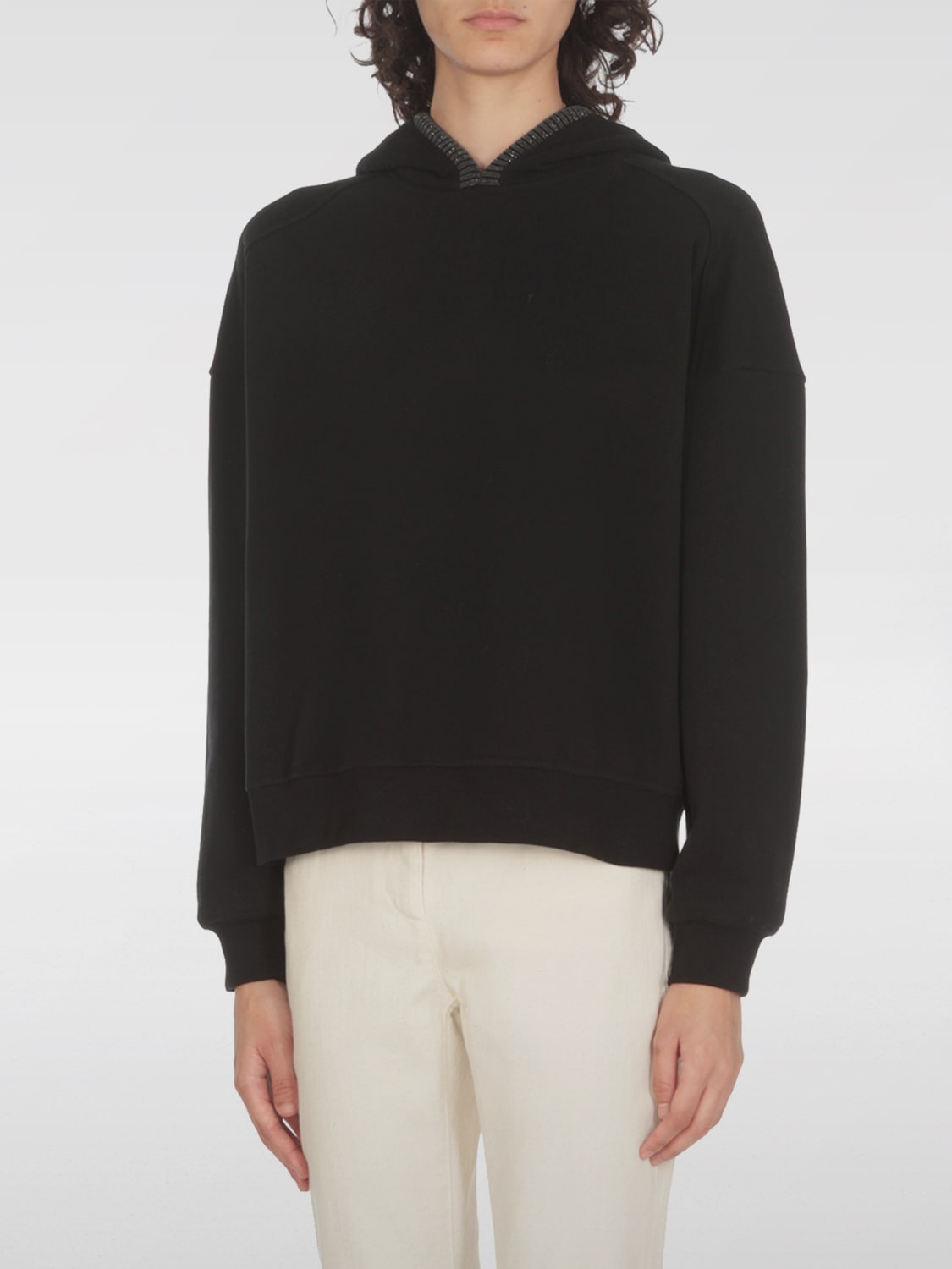 Giglio Maglia di cotone con cappuccio Brunello Cucinelli