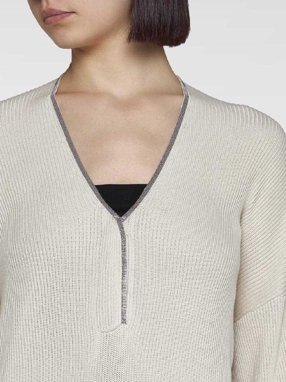 Giglio Maglia Di Cotone Con Monile Brunello Cucinelli