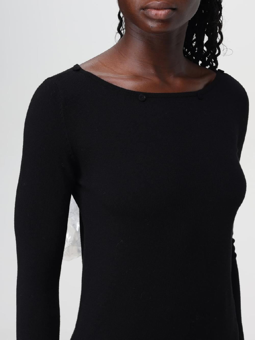 Giglio Maglia Twinset In Viscosa Stretch Con Collo In Piume Amovibile