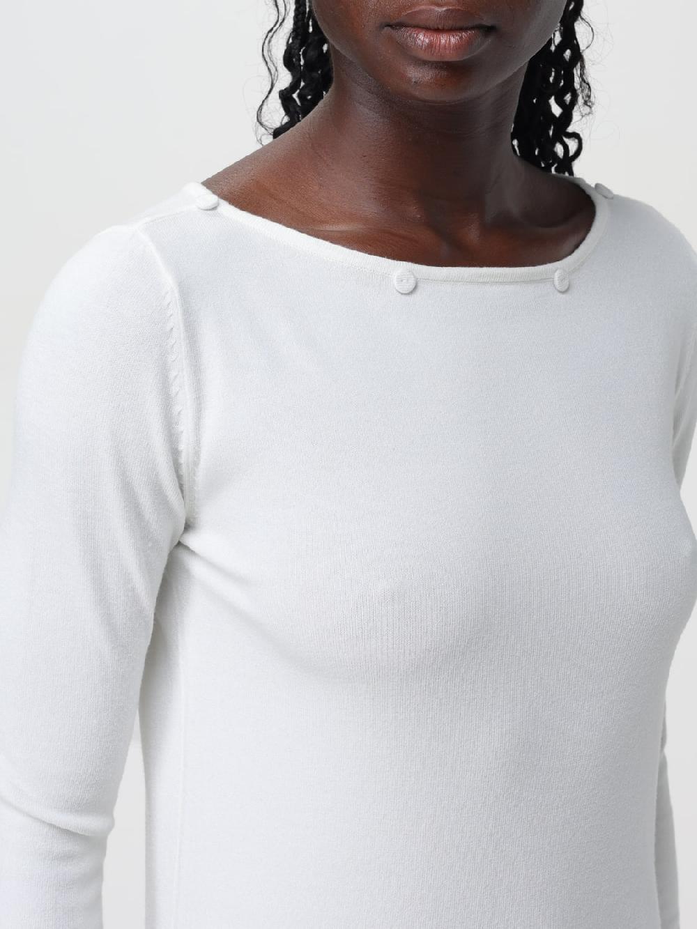 Giglio Maglia Twinset In Viscosa Stretch Con Collo In Piume Amovibile