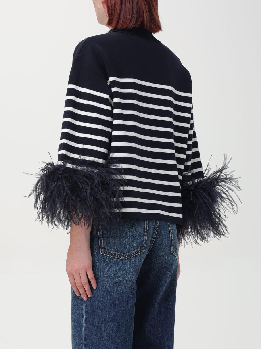 Giglio Maglia Valentino In Cotone A Righe Con Piume